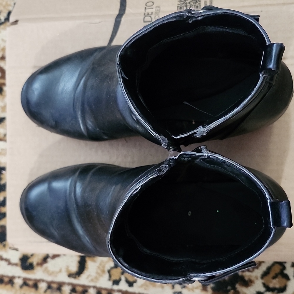 Place Big Girl's Faux Leather Heeled Boots; Size: 6Y, Color: Black - Picture 12 of 16